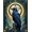 Navy Blue Gold, Pattern 12, variant on Design&I 8'x10' Washable Area Rug Crow Runes Witchy Raven Norse Gothic Motifs Doormat Pentagram for Living Room, Family Extra Large Skid-Resistant Low Profile
