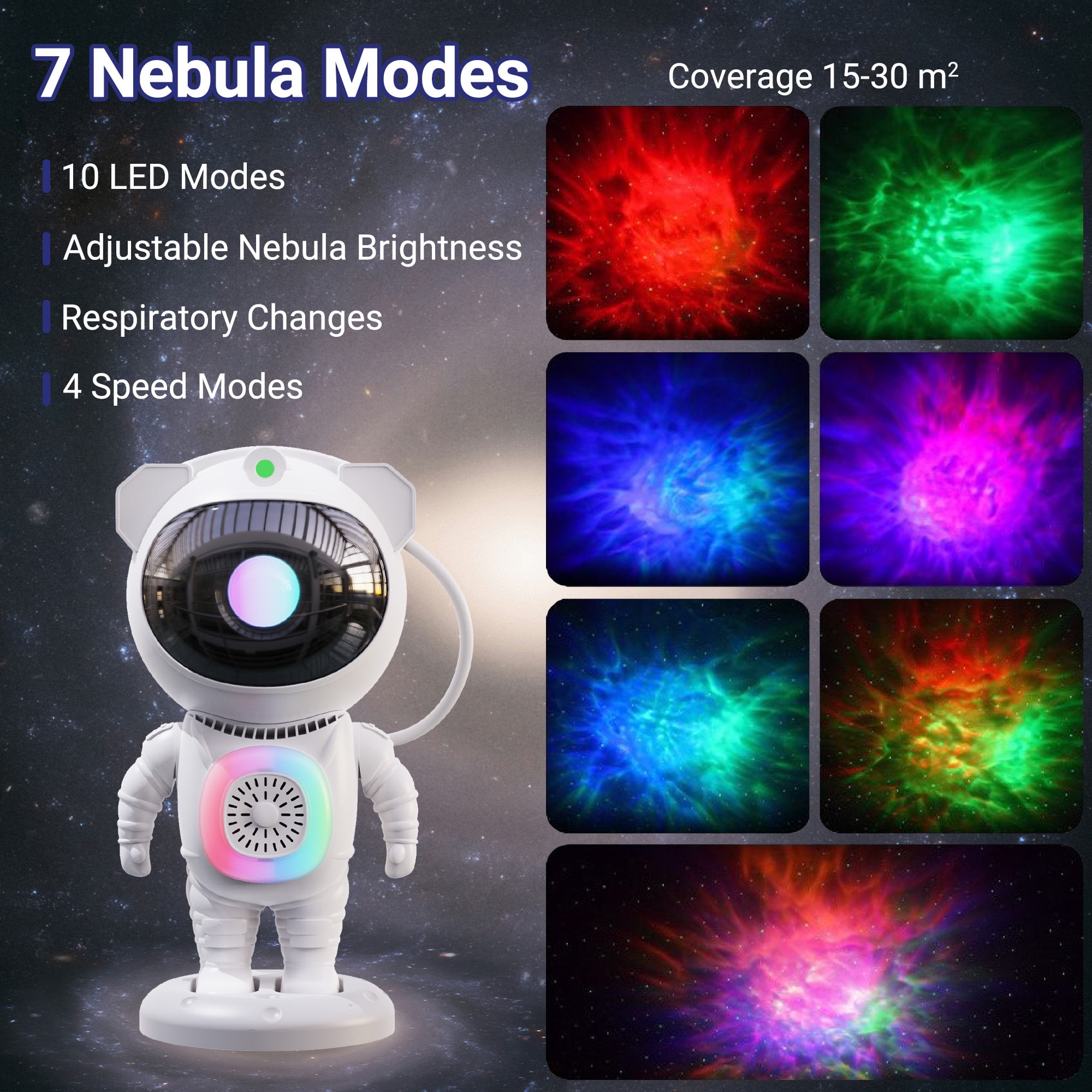 DAYBETTER Astronaut Galaxy Projector for Bedroom, Kids Night Light with Remote and Bluetooth Speaker, Star Lights for Ceiling Home Decor