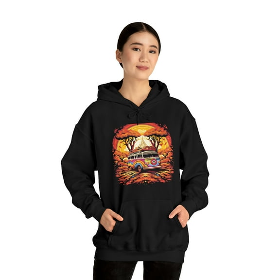 Hippie Bus Graphic Hoodie Unisex Heavy Blend Hooded Sweatshirt 60s 70s