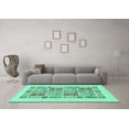 thumbnail image 3 of Ahgly Company Indoor Round Abstract Turquoise Blue Modern Area Rugs, 4' Round, 3 of 4