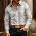 thumbnail image 2 of Admvng Mens Long Sleeve Button Down Collar Long Sleeve Business Casual Plaid Shirts, 2 of 5