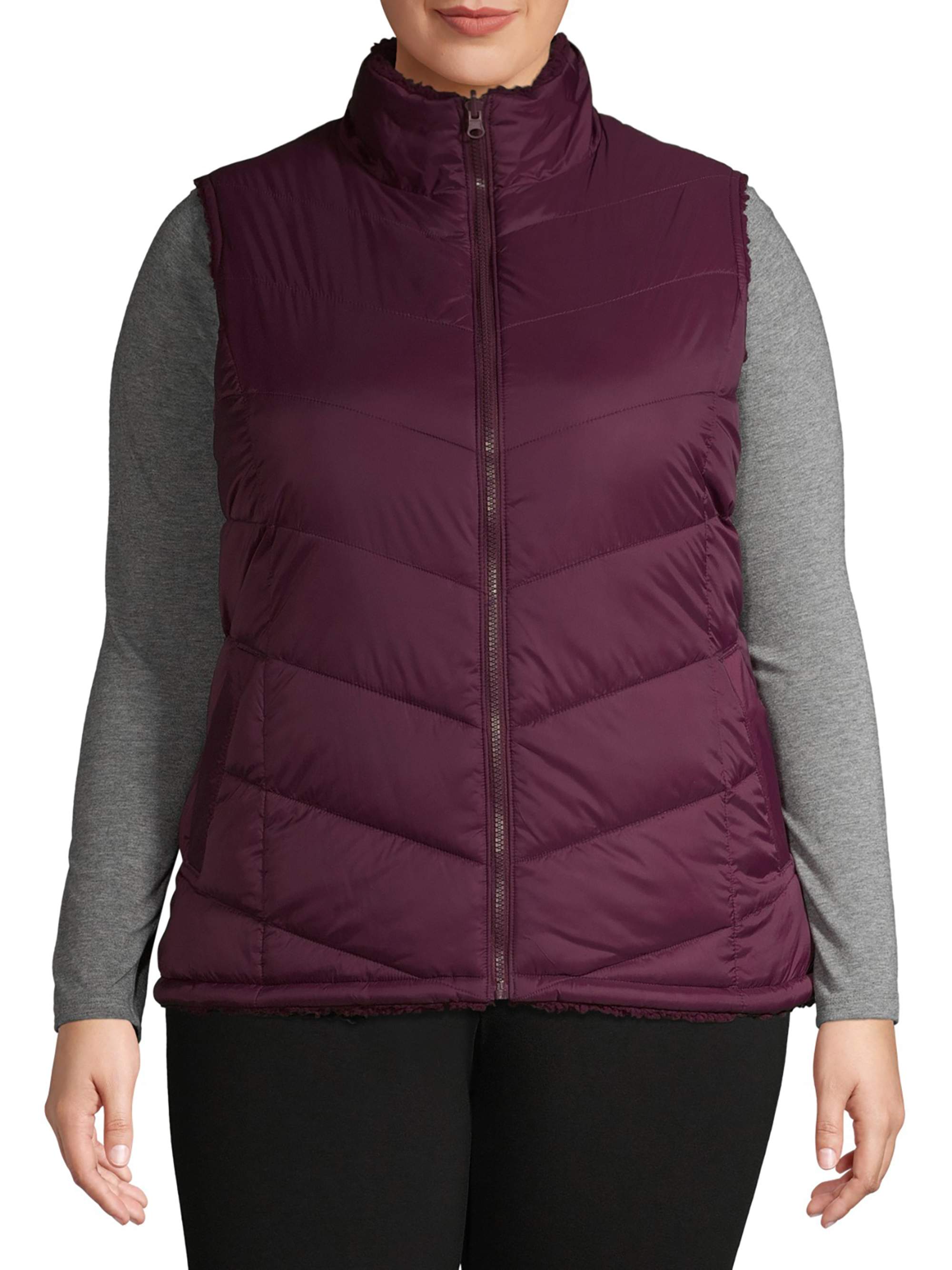Reversible Puffer Sherpa Vest - Walmart 