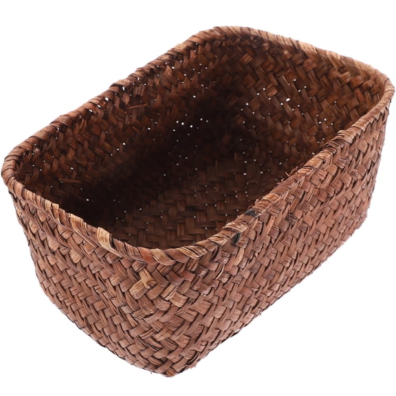 BESTONZON Orange Woven Basket Seagrass Desktop Organizer for Home 1Pc