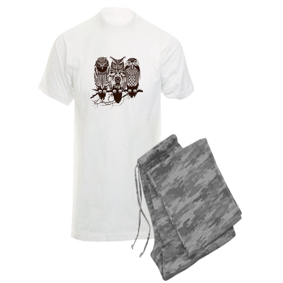 CafePress - Three Owls Pajamas - Men's Light Pajamas