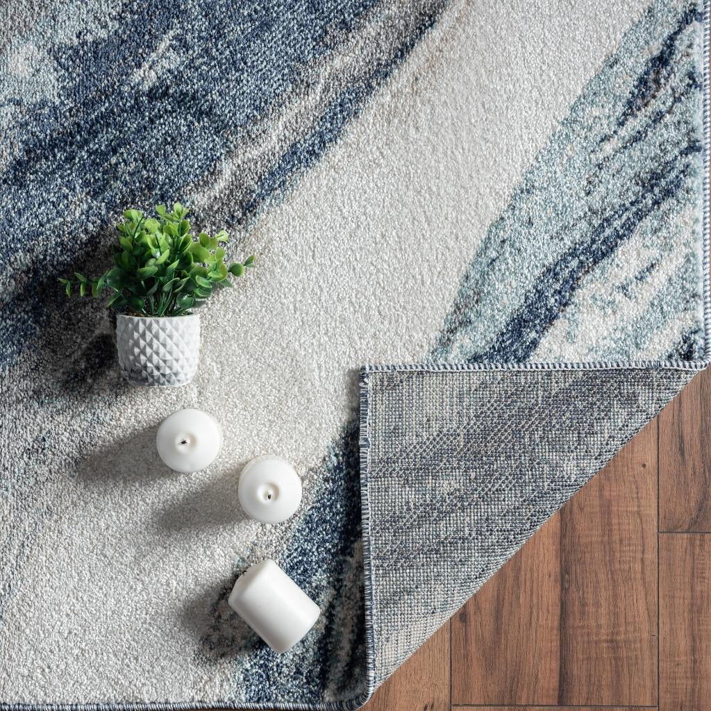 Luxe Weavers Geometric Abstract Blue 4x5 Art Deco Marble Swirl Area Rug