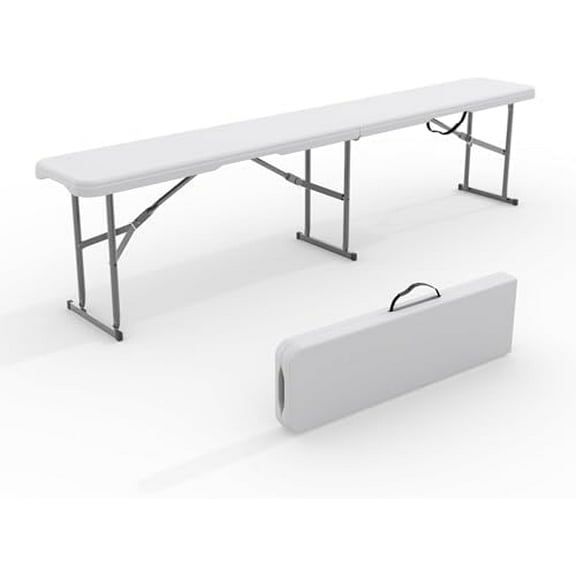 6ft Plastic Folding Bench with Carrying Handle & , Portable Outdoor Bench in Garden Picnic Camping Dining Party Seat, Waterproof Bench for Soccer Activities$$Garden &