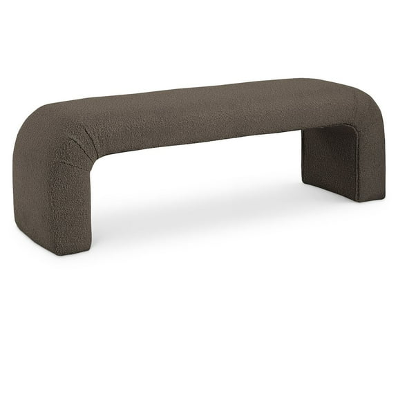 Meridian Furniture Niagara Brown Boucle Fabric Bench