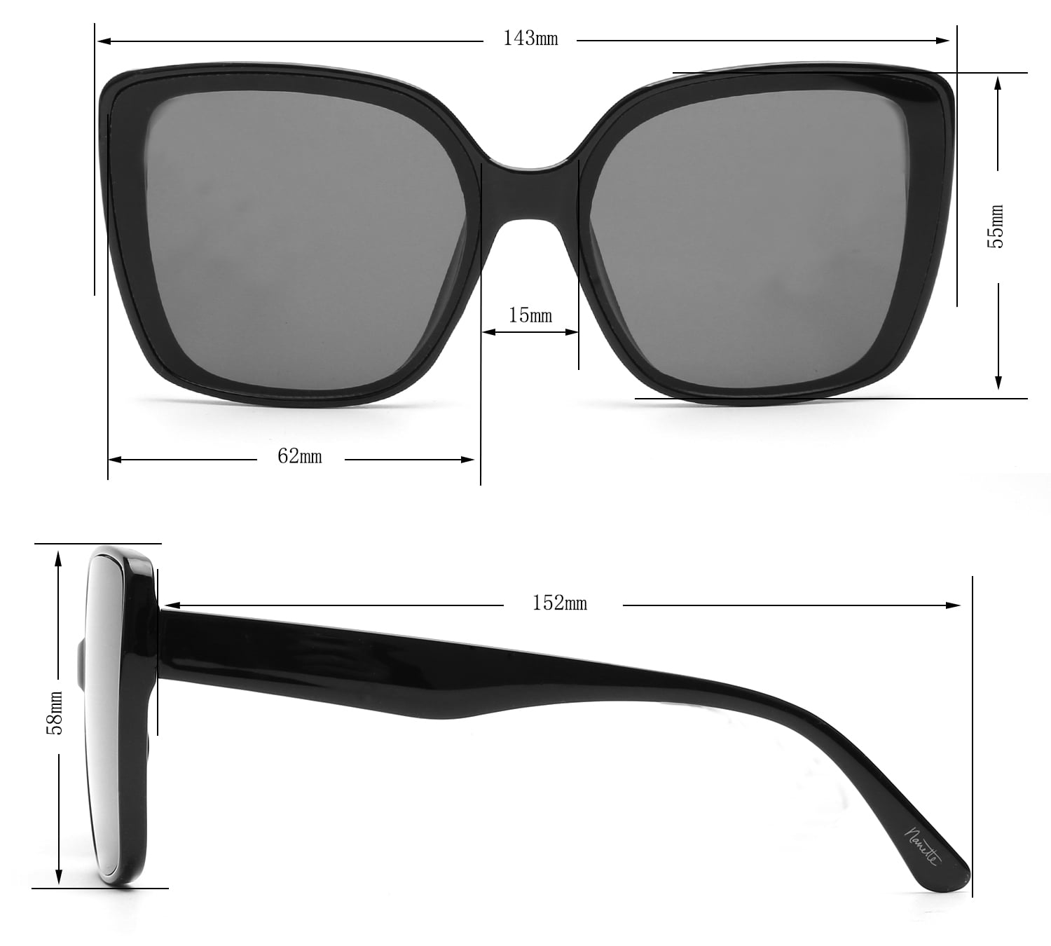Nanette Lepore Women's NN395 Retro Cat Eye UV400 Protective Square Fashion Sunglasses, 62mm