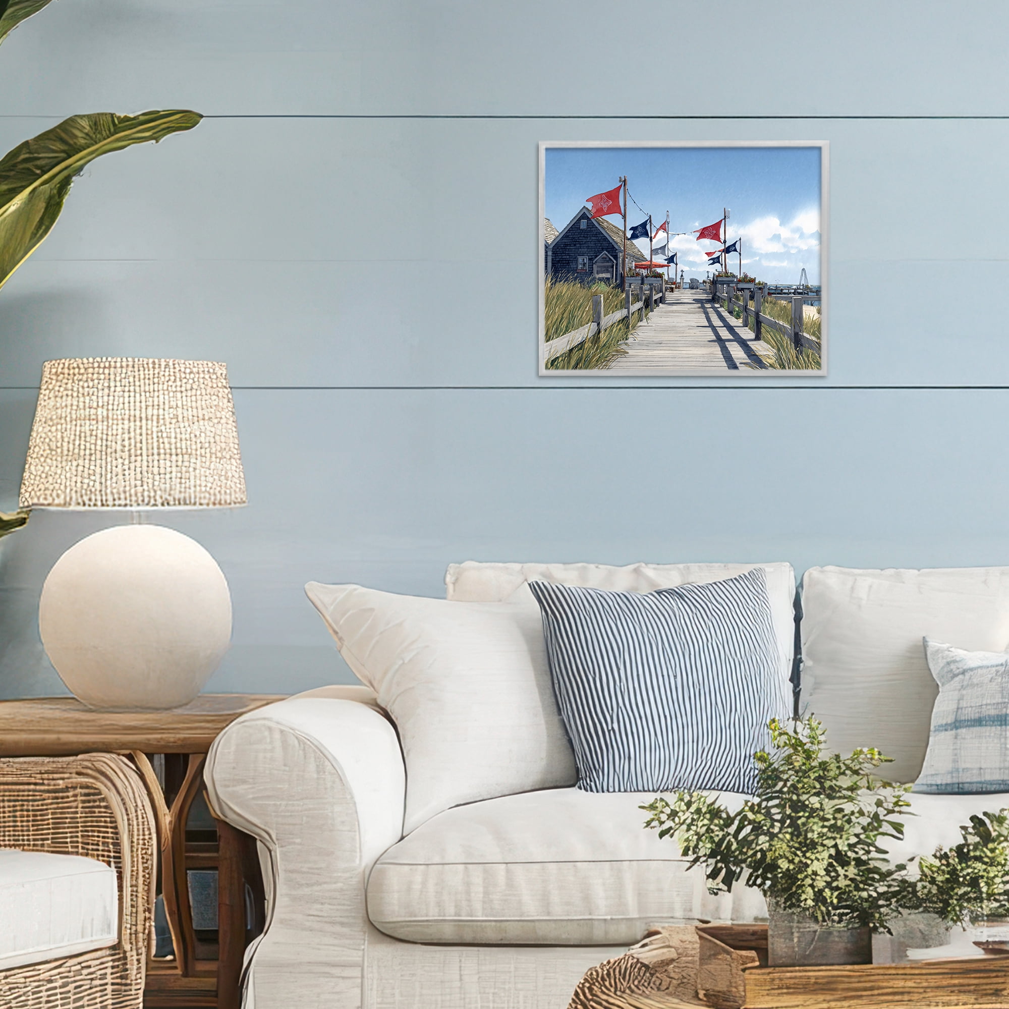 Stupell Industries Summer Boardwalk Stroll Gray Framed Giclee Art, design by Franklyn Gregory