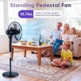 thumbnail image 7 of Sweetcrispy 16" Pedestal Fan with Remote, 3-Speed, 80° Oscillating, Height Adjustable, 15H Timer, Quiet Energy-Efficient, Black, 7 of 7