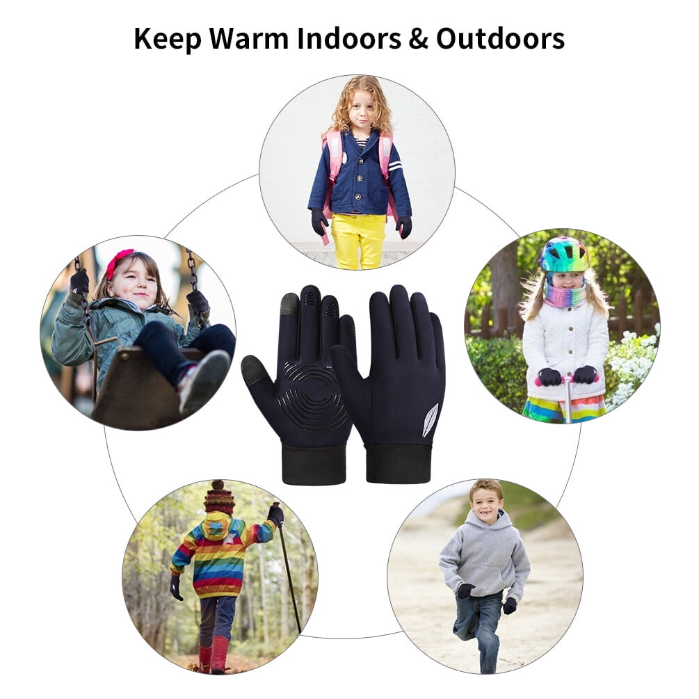 Kids Winter Touchscreen Running Gloves: Girls Boys Warm Fleece Sport Glove  Aged 4-12 Childrens for Cycling Football Gray Age 6-8 Gray