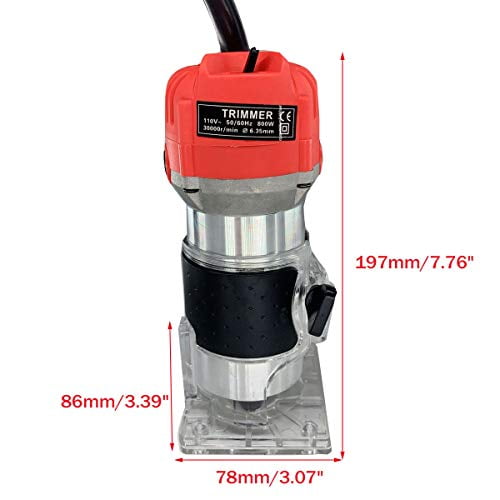 Cozyel 110V 800W Palm Router Electric Hand Trimmer Wood Router 1/4 Collets Woodworking Tool Laminate Trimmer