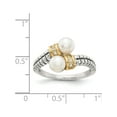 thumbnail image 4 of 14K/Silver Two-Tone Sterling Silver With 14K Fw Cultured Pearl & Diamond By-Pass Ring (Size 6) Made In Thailand qtc67-6, 4 of 5