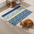 thumbnail image 5 of Kitchen Runner Rugs, Country Leaves Dark Blue 2'x3' Throw Rug with Tassels, Stitching Stripes Washable Soft Floor Carpet Runner for Hallway Bedroom Bathroom Laundry Room, 5 of 9