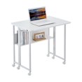thumbnail image 2 of GZXS Folding Computer Desk with Storage Shelf and Rolling Wheels, 31.5" Compact White Writing Desk for Small Space, Home Office, Study, Bedroom, 2 of 8