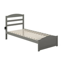 AFI Warren Solid Wood Twin Extra Long Bed w/ Footboard in Gray