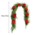 thumbnail image 3 of Luoshdecor Christmas Poinsettia Garland,70.8 in Artificial Holly Leaves Red Berry Poinsettia Garland for Indoor Home Winter Xmas Holiday Fireplace Stairs Decoration, 3 of 8