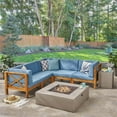 thumbnail image 2 of Noble House Brava 5 Seater Sectional Sofa Set with Fire Pit Teak Blue/Light Gray, 2 of 17