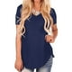 thumbnail image 2 of Sonducket Camiseta de mujer con cuello en V Blusa casual Color sólido con cuello en V Top de manga corta Prendas para la parte del cuerpo Azul marino L, 2 of 6