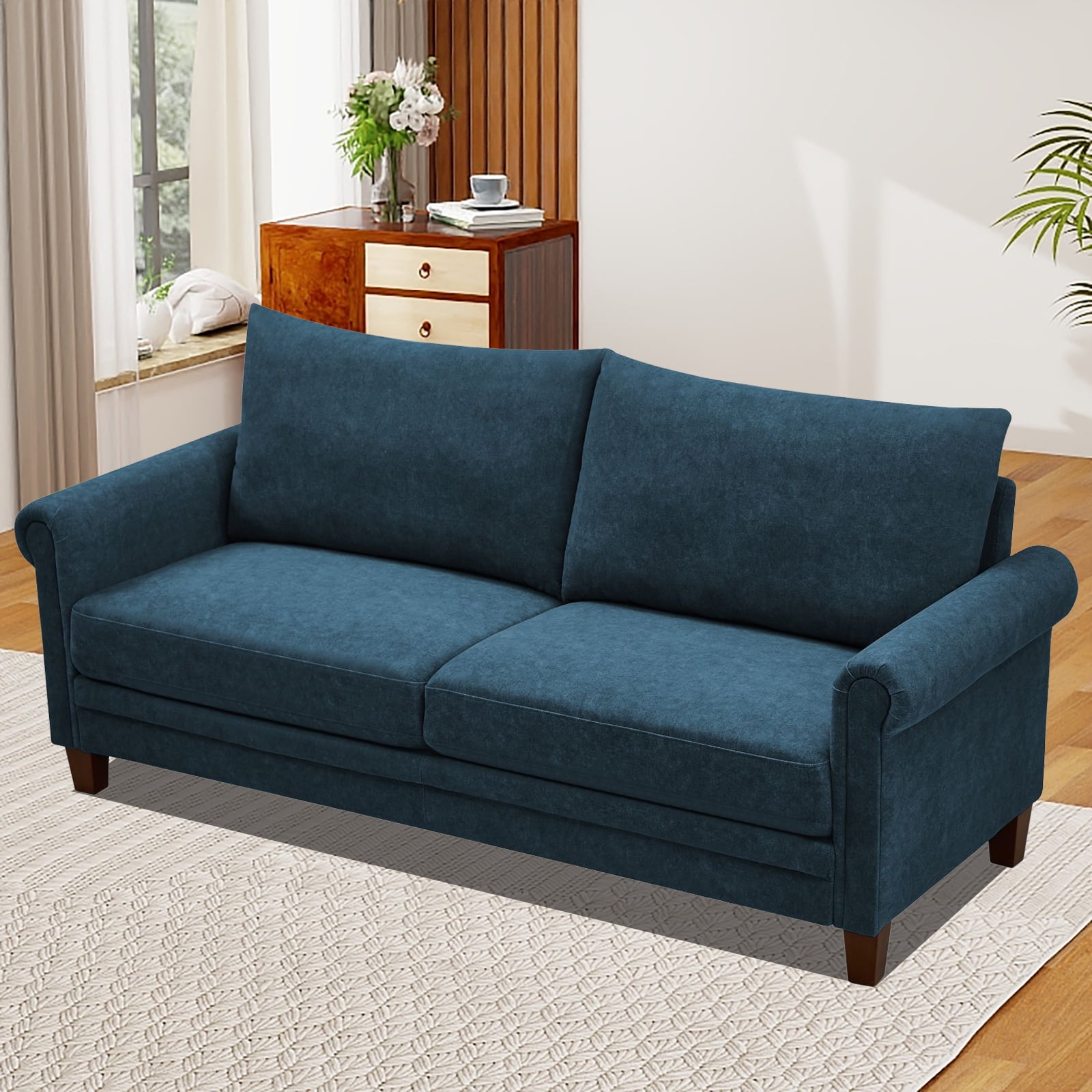 Modern Sofa,With Back Cushions & Rounded Arms Loveseat Sofa,Durable