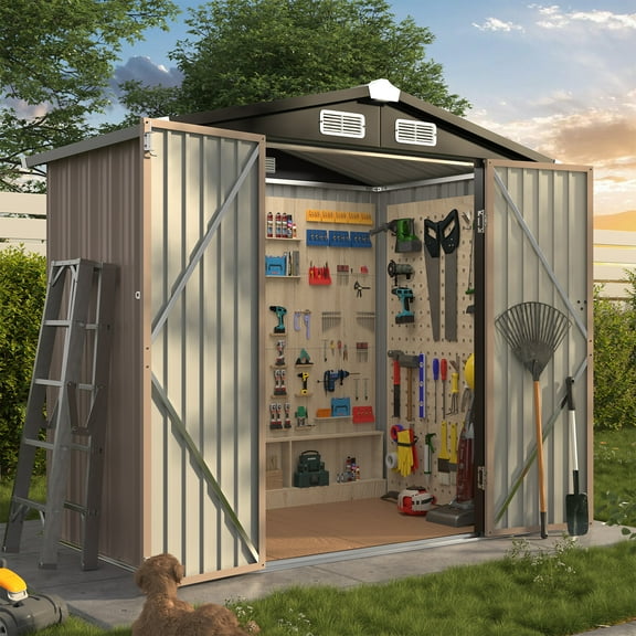 Cloudwell 6x4ft Shed with Floor Heavy-Duty Galvanized Steel Outdoor Storage Shed