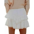 thumbnail image 3 of Flowy Shorts for Women Casual Boho Ruffle Tiered Skorts High Waist Mini Skirts White XL, 3 of 6