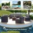 thumbnail image 6 of ALAULM 9 Pieces Patio Conversation Furniture Set Outdoor Sectional Sofa Sets W/Cushions Brown PE Rattan, Gray, 6 of 7