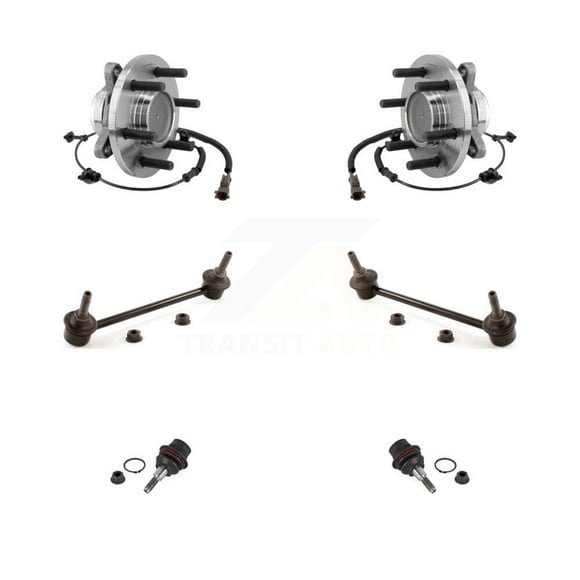 Transit Auto Front Hub Bearing Lower Ball Joint & Sway Bar Stabilizer Link Kit for Car 2018 Ford F-150 Limited Platinum SSV XL XLT King Ranch Lariat with RWD Studs Face The Same Direction - K7T-109177