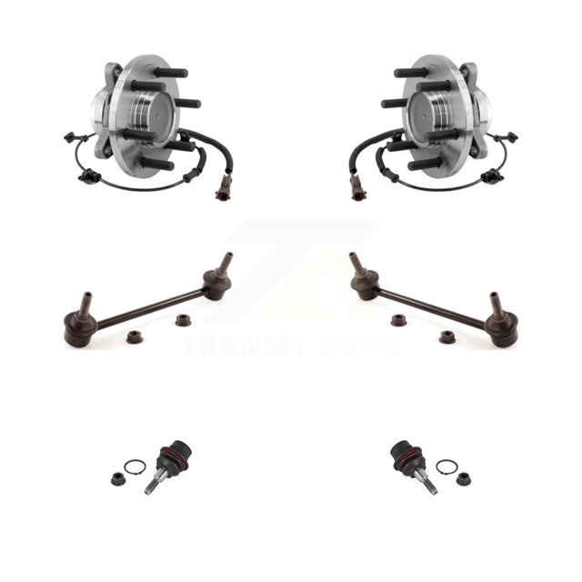 Transit Auto Front Hub Bearing Lower Ball Joint & Sway Bar Stabilizer Link Kit for Car 2018 Ford F-150 Limited Platinum SSV XL XLT King Ranch Lariat with RWD Studs Face The Same Direction - K7T-109177