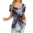 thumbnail image 2 of Plus Size Tops under $10 V-Neck Short Sleeve Loose Printed Casual T Shirts, 2 of 5