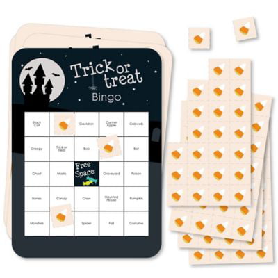 Trick or Treat - Bingo Cards and Markers - Halloween Party Bingo Game - Set of 18