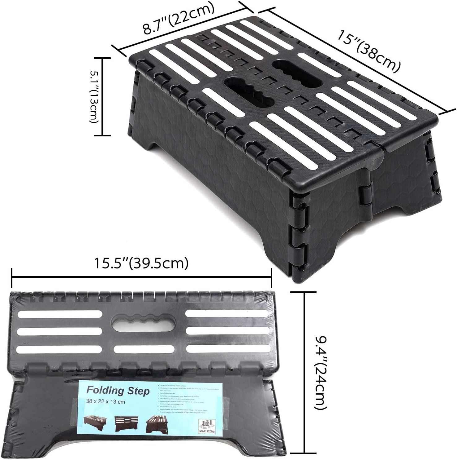 ZeenArt 5 Inch Folding Step Stool, Black photo 3