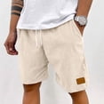 thumbnail image 2 of Men's Premium Corduroy Shorts Retro Urban Casual Elastic Waist Drawstring Loose Fit Daily Shorts with Pockets 2026 Beige M, 2 of 6