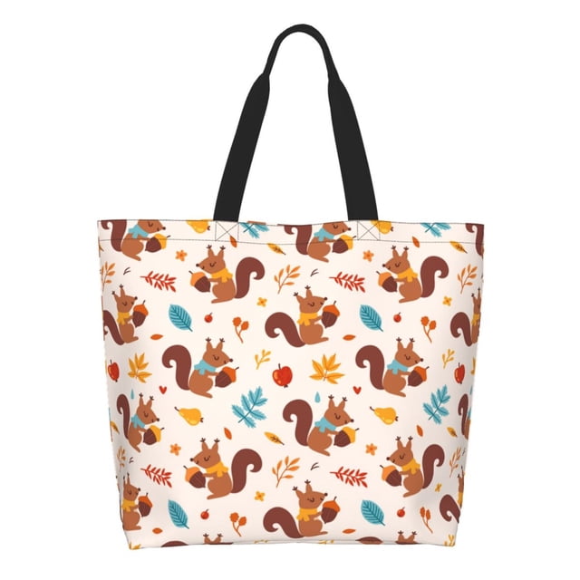 Balery Forest Squirrel Nuts Bolsa Tote Estilo Estético con Cremalleras, Bolsa de Hombro, Bolsa de Compras Grande y Plegable
