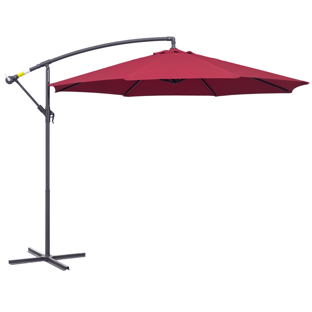 Outsunny Parasol de Patio Φ10 Pieds de Luxe Parasol de Marché Extérieur Rouge Vin
