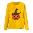 thumbnail image 4 of Fartey Women's Halloween Shirts Slim Fit 3/4 Length Sleeve Tunic Tops Funny Halloween Pumpkin Print Tee Shirts Soft Comfy Crew Neck Festival Pullover Blouses, 4 of 4