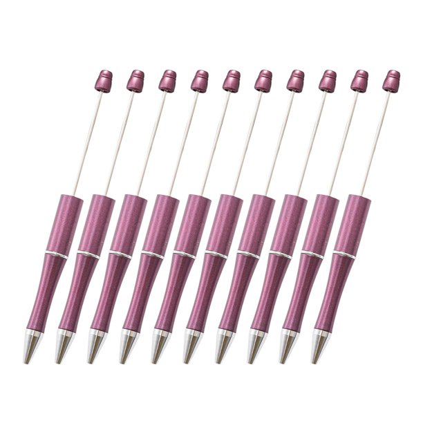 10x Kits de bolígrafos con cuentas DIY, recuerdo, lindo bolígrafo con cuentas para regalo escolar, examen, repuesto Violeta oscuro