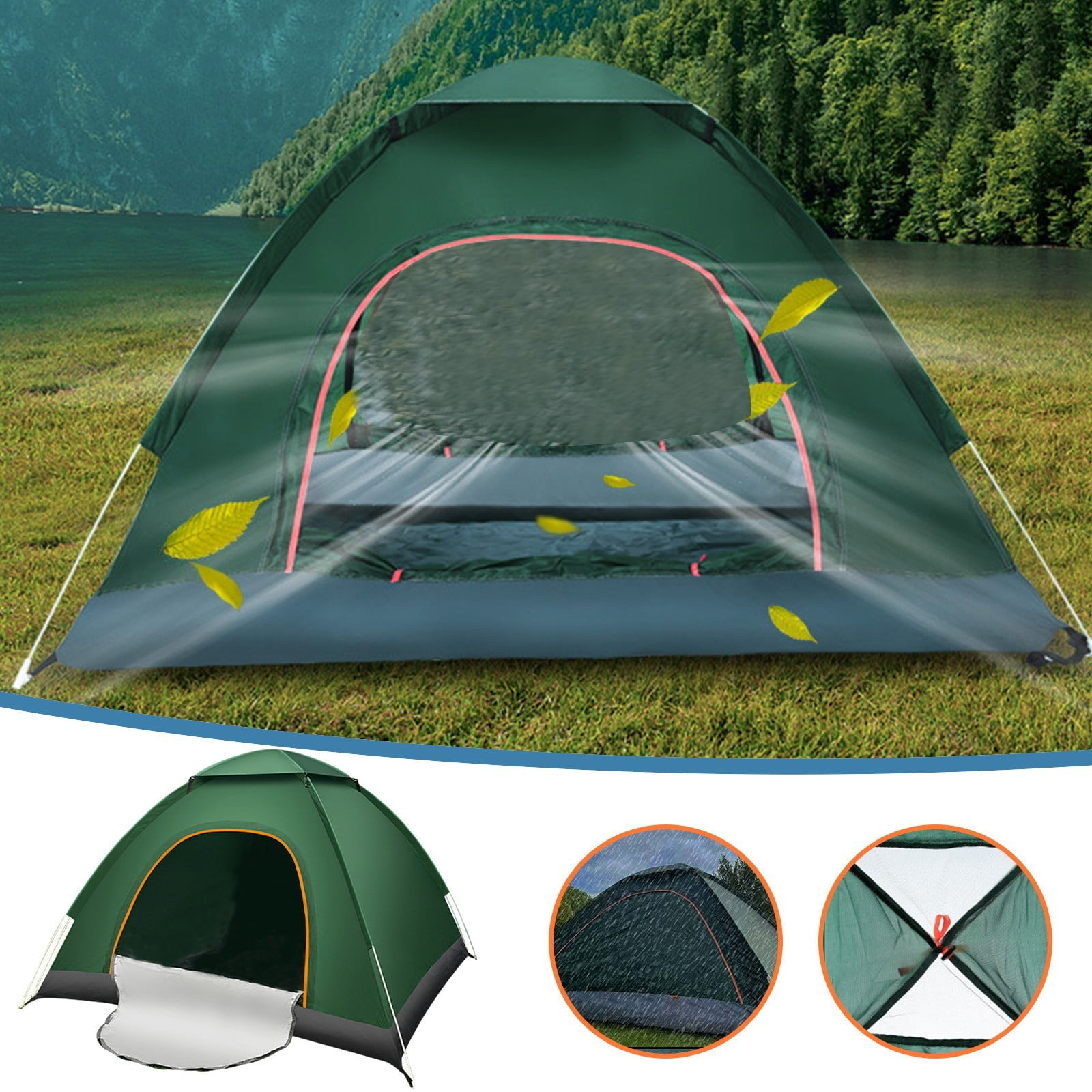 Hovilon Camping Tent 2 Person,Waterproof Windproof Tent,Weather Resistant Family Tent,Automatic Quadrangle Tent With Easy Useup 1 Door And 1 Sky-light