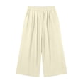 thumbnail image 6 of Lumtrix Cotton Linen Capri Pants for Women Wide Leg High Waisted Casual Lounge Pant Summer Flowy Capris with Pockets Beige S, 6 of 8