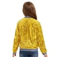 thumbnail image 2 of YONGHS Kids Girls Sparkly Sequins Baseball Coat Long Sleeve Disco Dance Party Bomber Jacket Gold 6, 2 of 7