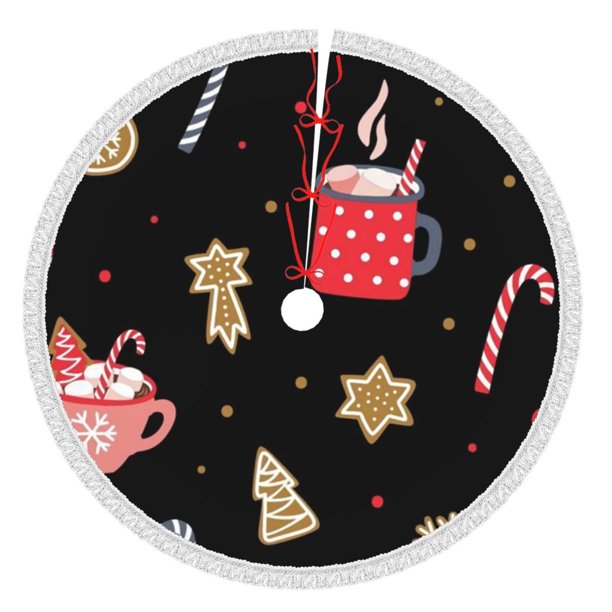 Faldas para árbol de Navidad de 48 pulgadas con texto "Merry Christmas", tapete para árbol de Navidad para vacaciones de invierno, falda para árbol de Navidad para decoraciones navideñas rústicas