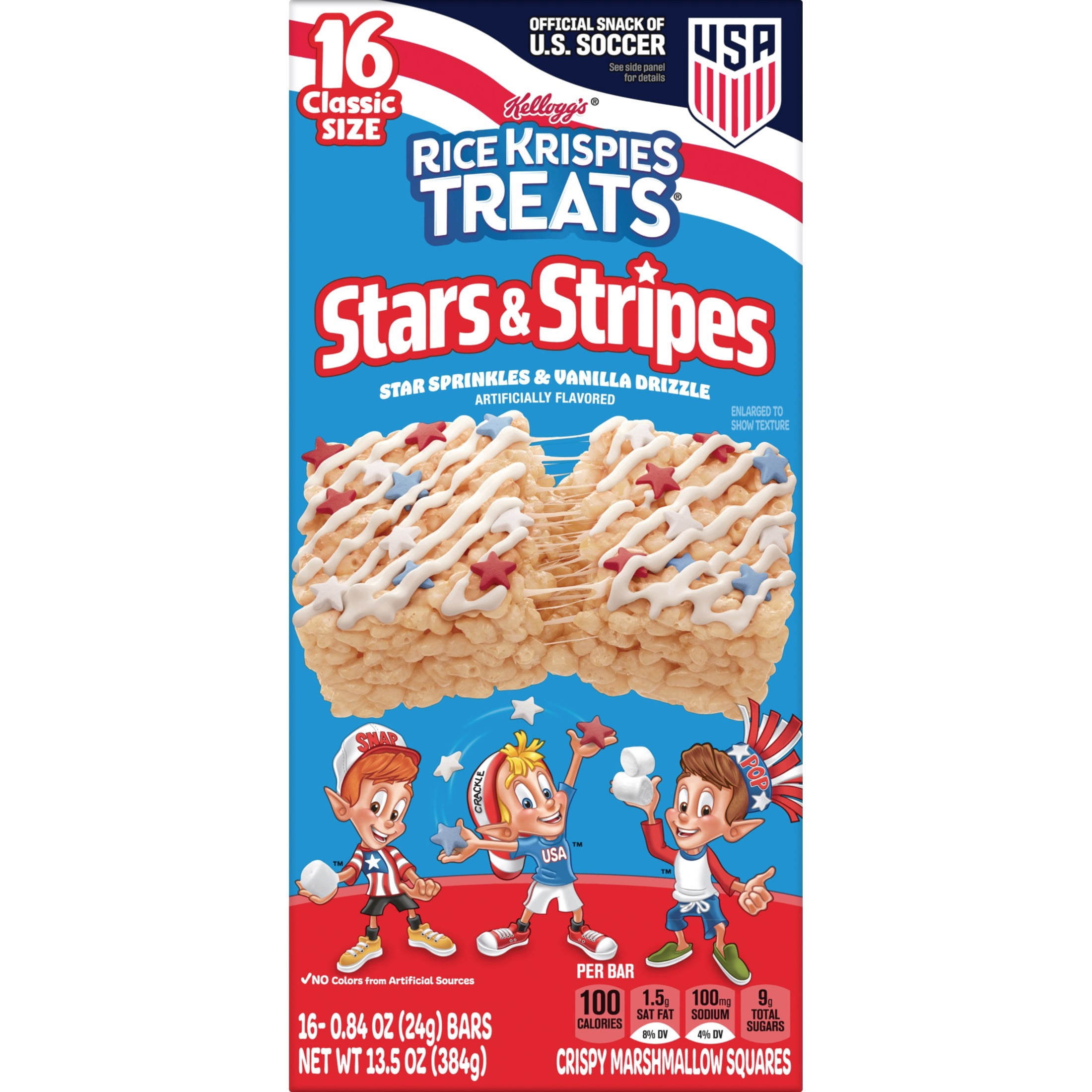 Rice Krispies Treats Star Sprinkles and Vanilla Drizzle Chewy Crispy Marshmallow Squares, Ready-to-Eat, Limited Edition, 13.5 oz, 16 Count