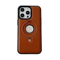 Allytechgroup Magnetic Case for Apple iPhone 14, Vintage PU Leather Ring Holder Stand Support Wireless Charging Magnetic Back Case Shockproof Protective Cover for Apple iPhone 14, Brown