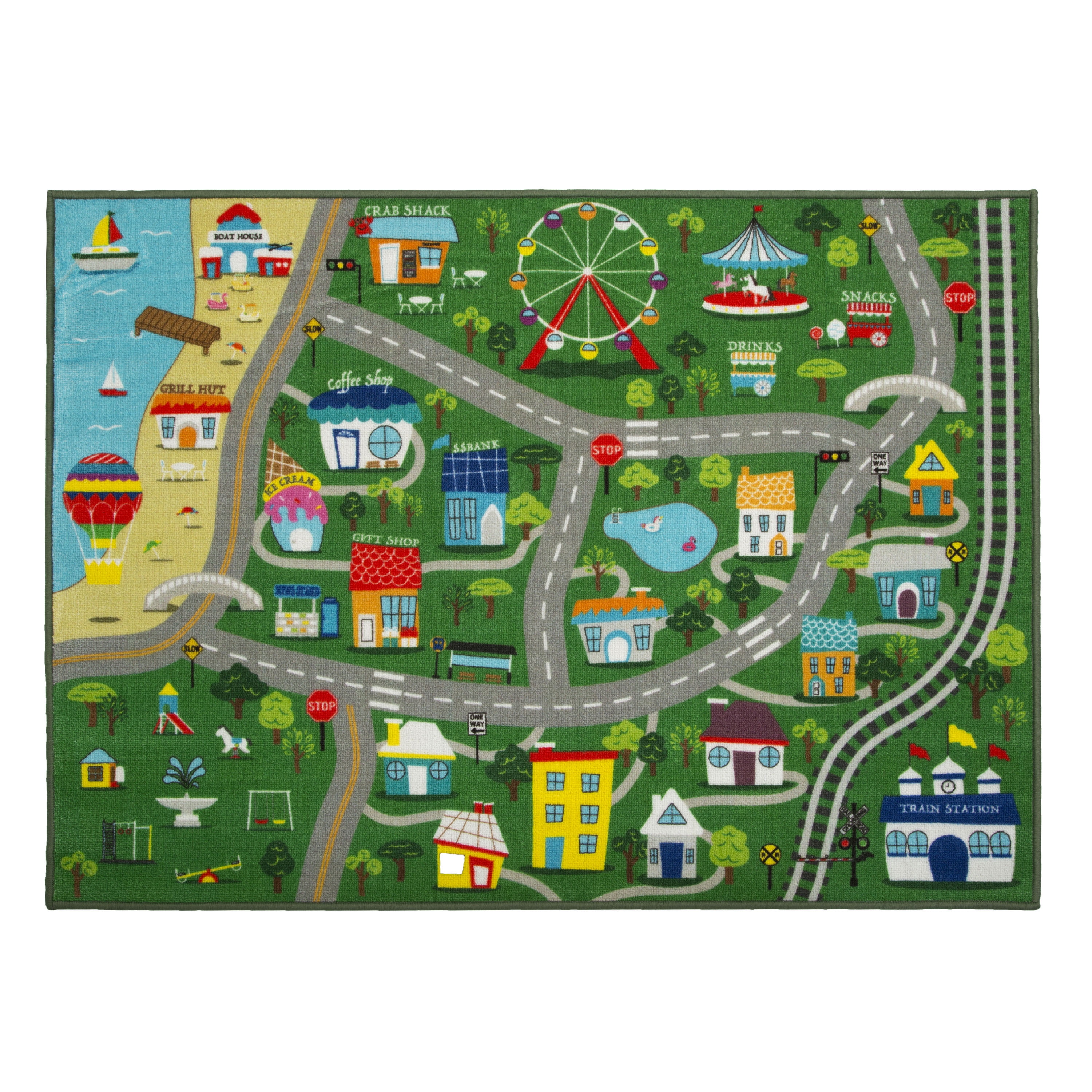 3x7 Runner Rug Play Road Driving Time Street Car Kids City Map Fun Time 2'5"x6'6 