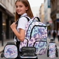 thumbnail image 2 of HUIACONG Leopard Axolotl Kids Backpack 4PCS Set for School, 17" Waterproof Bookbag with Lunch Box for Age 8-14, 2 of 7