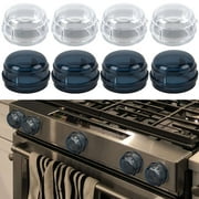 Spencer 4 Pack Baby Proof Clear Stove Knob Covers, Child Safety Guards Safety Locks for Oven Stove Top Gas Range (Black)