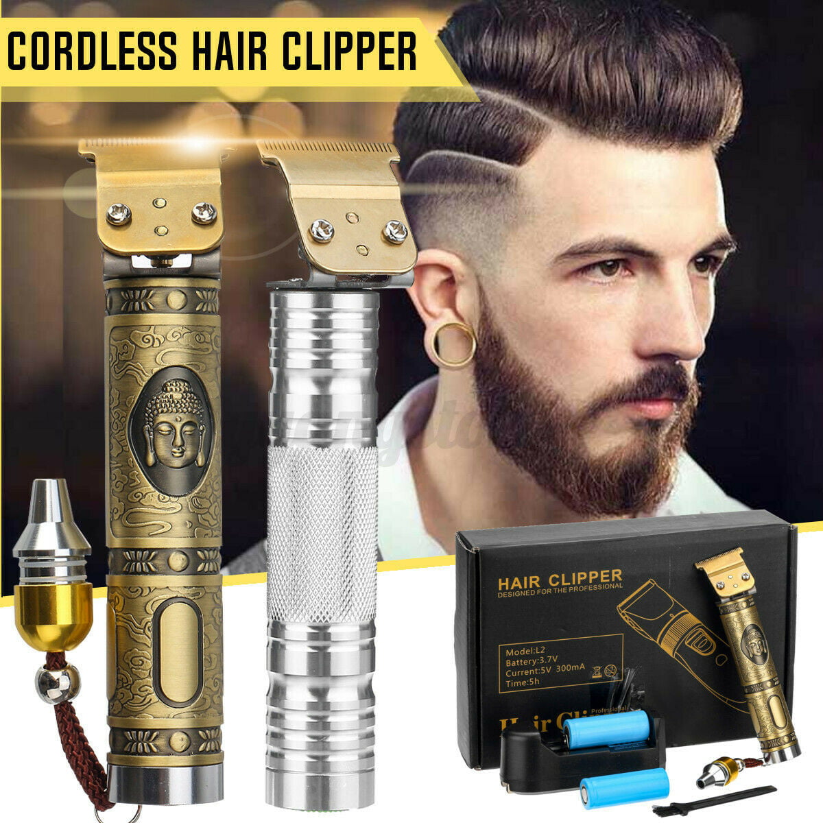 Electric Usb Rechargeable Pro Li Outliner Grooming Cordless Close Cutting  T-Blade Trimmer for Men 0Mm Baldheaded Hair Clippers Zero Gapped Detail 