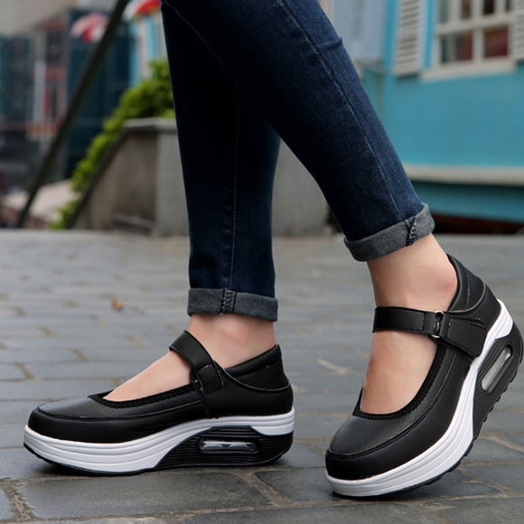 WEUVEB 1 Pair Black Volleyball Shoes for Women Thick-soled Breathable Casual Walking Shoes Outdoors