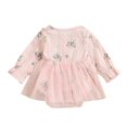 thumbnail image 1 of Baby Girls Princess Romper Dress Long Sleeve Floral Printed Ruffles Lace Mesh Jumpsuits 0-18M, 1 of 10