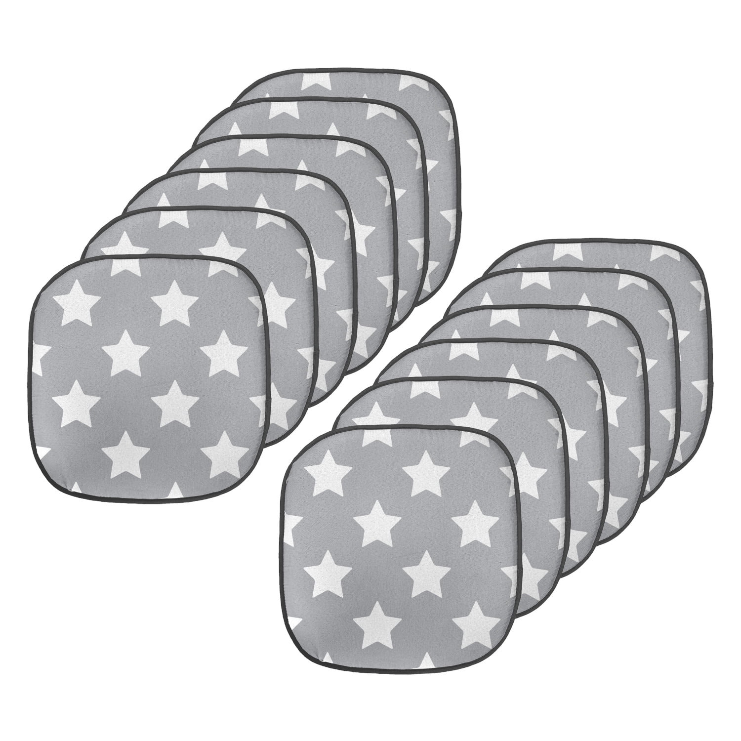 Star Chair Seating Cushion Set of 12, Big Stars Pattern Monochrome ...